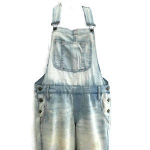 LEI Shantee Overalls Light Wash Distressed Sandblasted Spandex Retro Faded